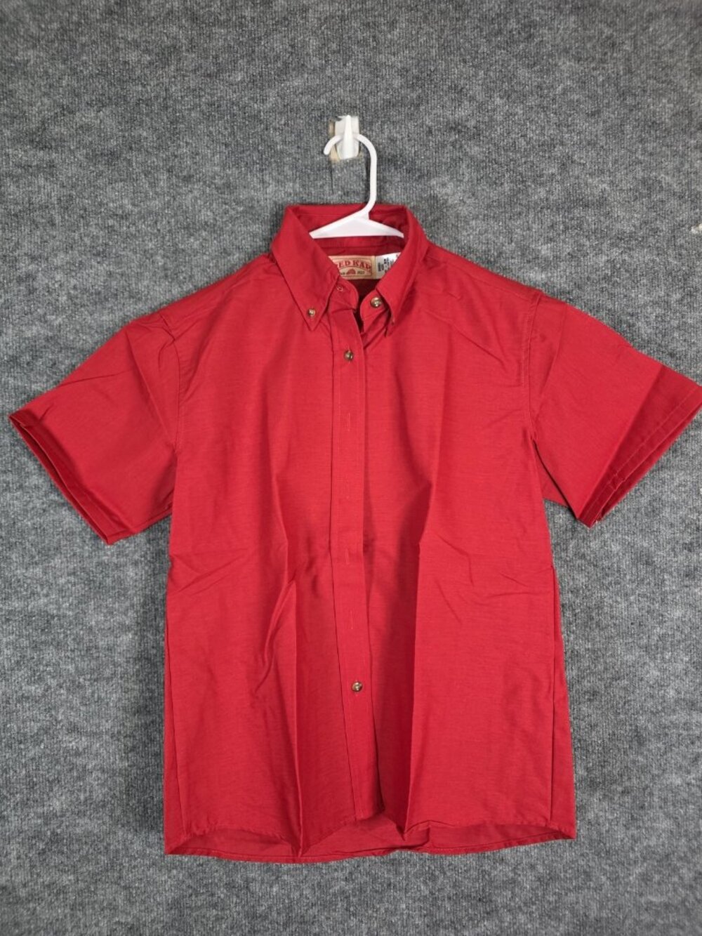 Red Kap Shirt women M Red Short Sleeve Button Down Workwear Uniform Collared